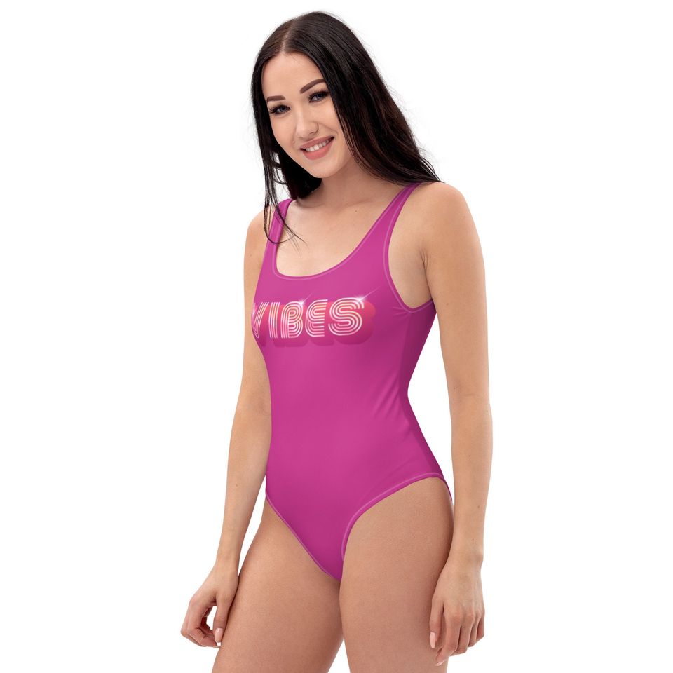 Retro Pink VIBES One-Piece Swimsuit/ Retro Pink Bodysuit