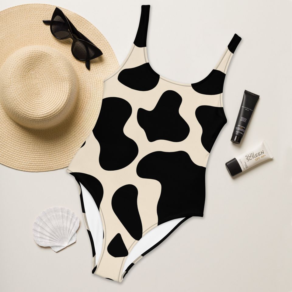 Cow Print One-Piece Swimsuit/ Cow Print Leotard
