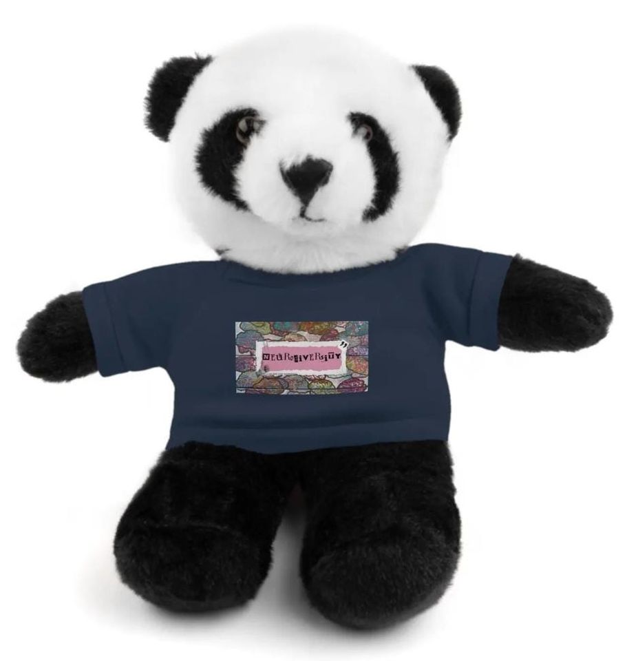 A multi-item listing with neurodiverse stuffed animals with tee