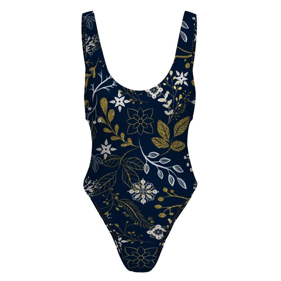 High-Cut One Piece Swimsuit Blue