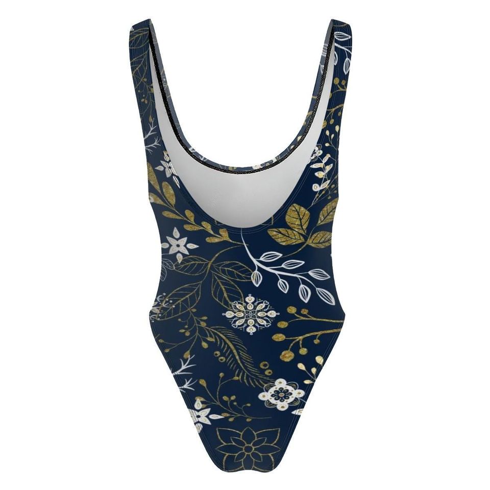 High-Cut One Piece Swimsuit Blue