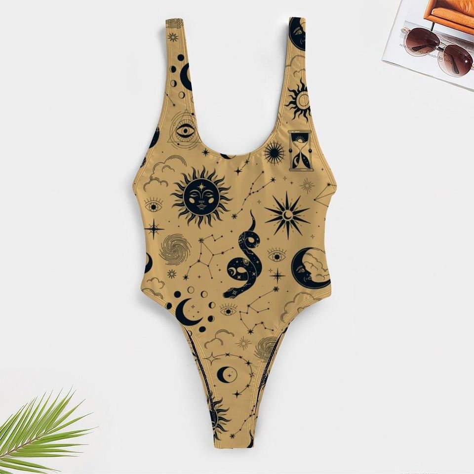 High-Cut One Piece Swimsuit Snake