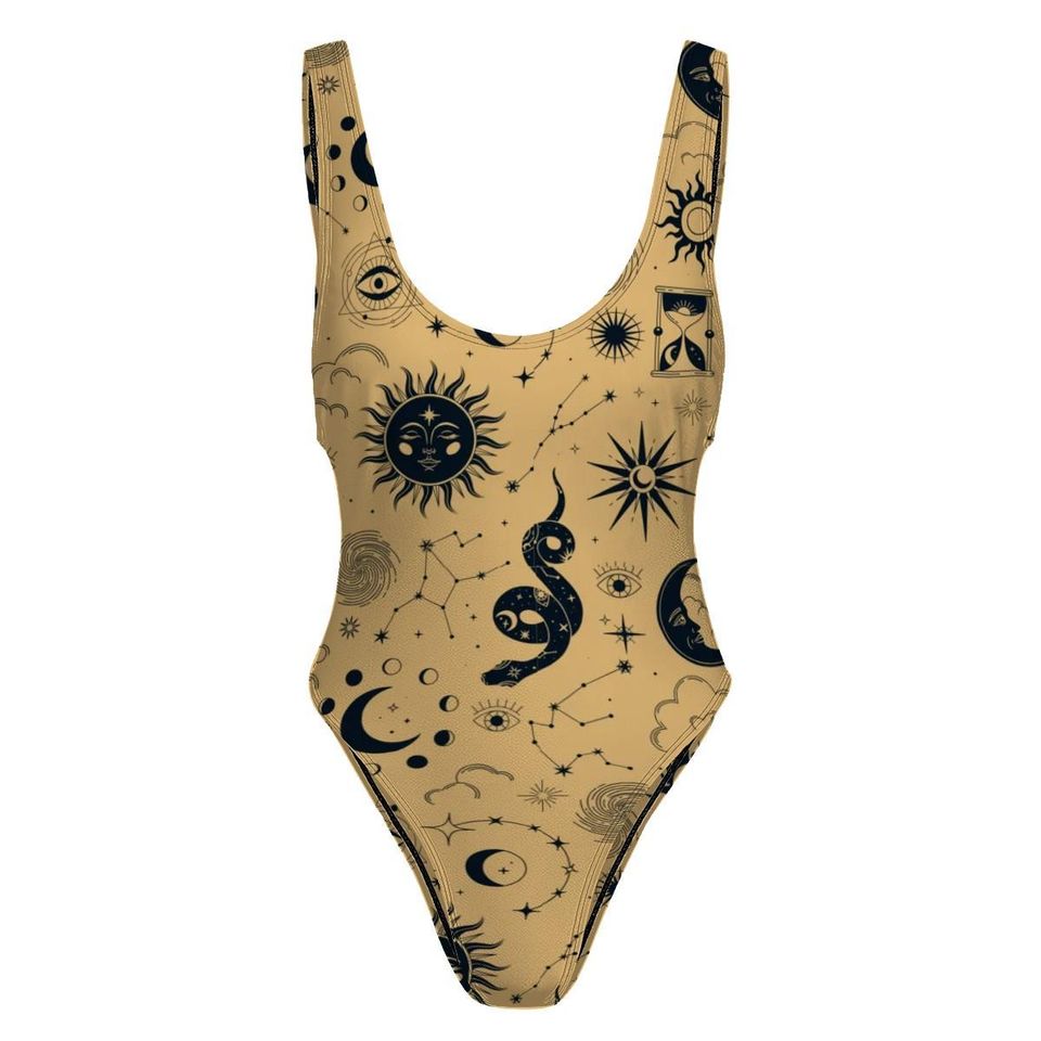 High-Cut One Piece Swimsuit Snake