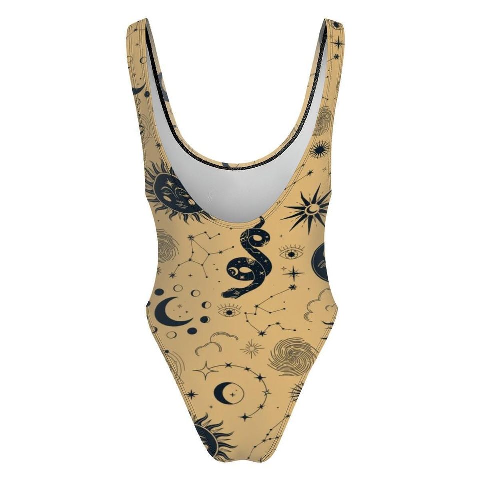 High-Cut One Piece Swimsuit Snake