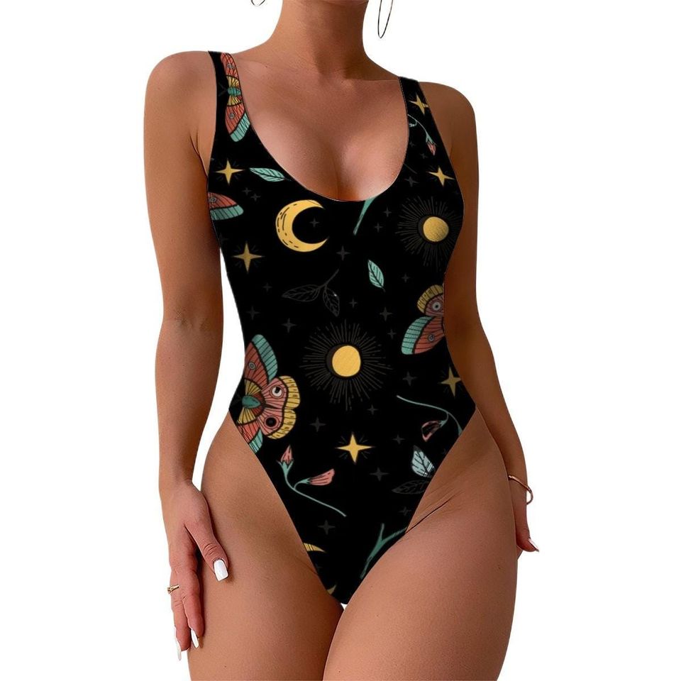 High-Cut One Piece Swimsuit Black