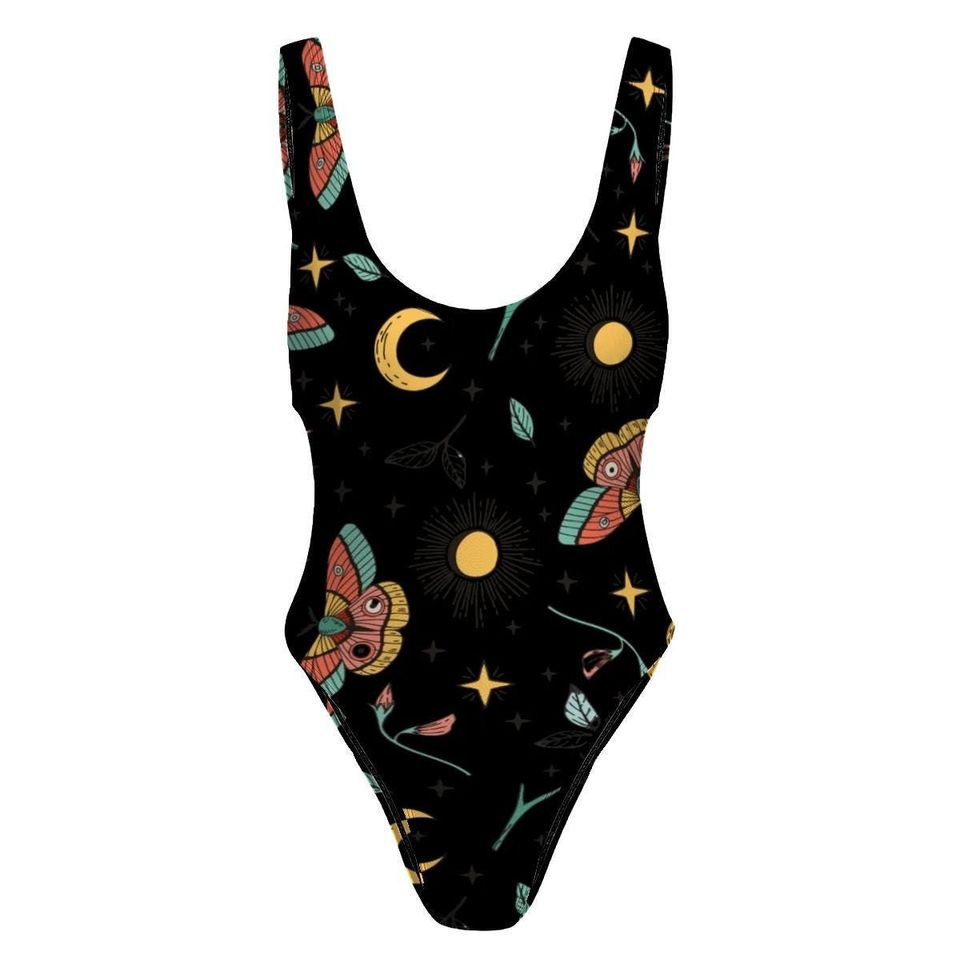 High-Cut One Piece Swimsuit Black