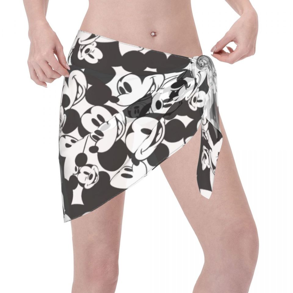 Women Mickey Friends Beach Sarong Bathing Suit Wrap Skirt Sheer Bikini Swimsuit Cover Postal Service for Swimwear