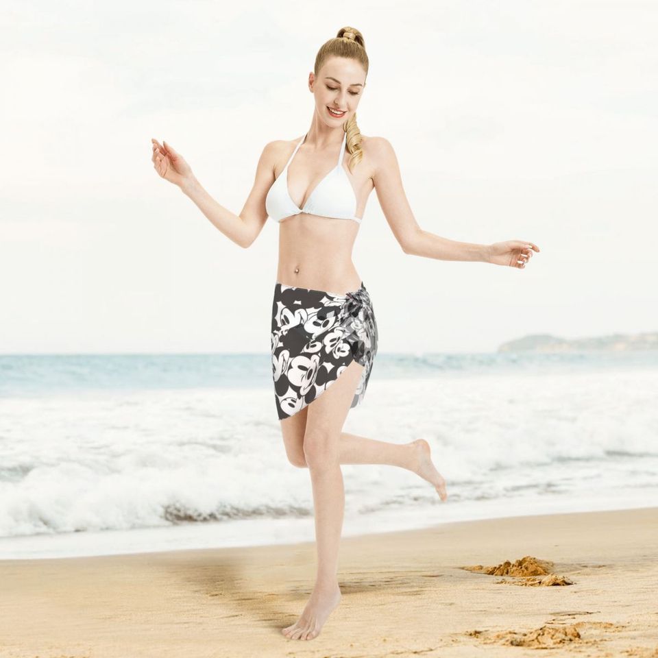 Women Mickey Friends Beach Sarong Bathing Suit Wrap Skirt Sheer Bikini Swimsuit Cover Postal Service for Swimwear