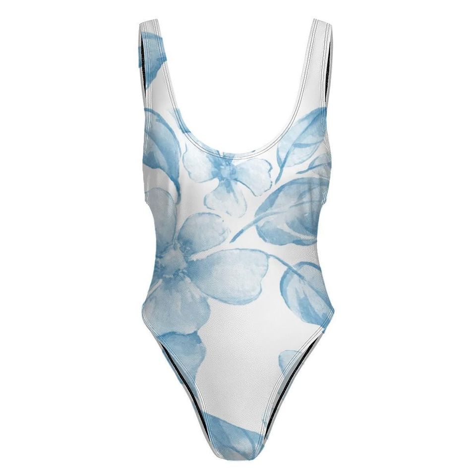 High-Cut One Piece Swimsuit Floral