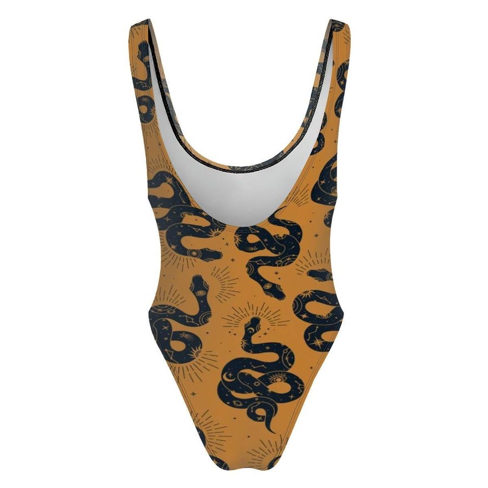 High-Cut One Piece Swimsuit Snake