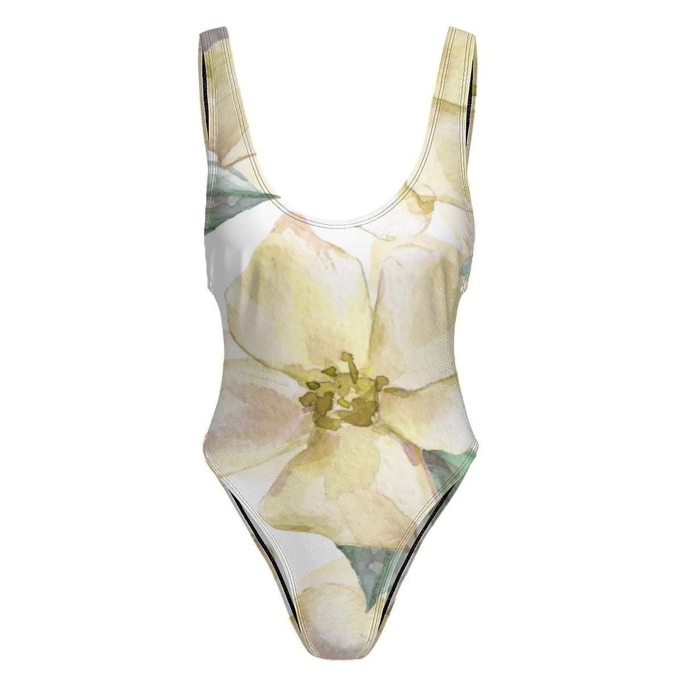 High-Cut One Piece Swimsuit Floral