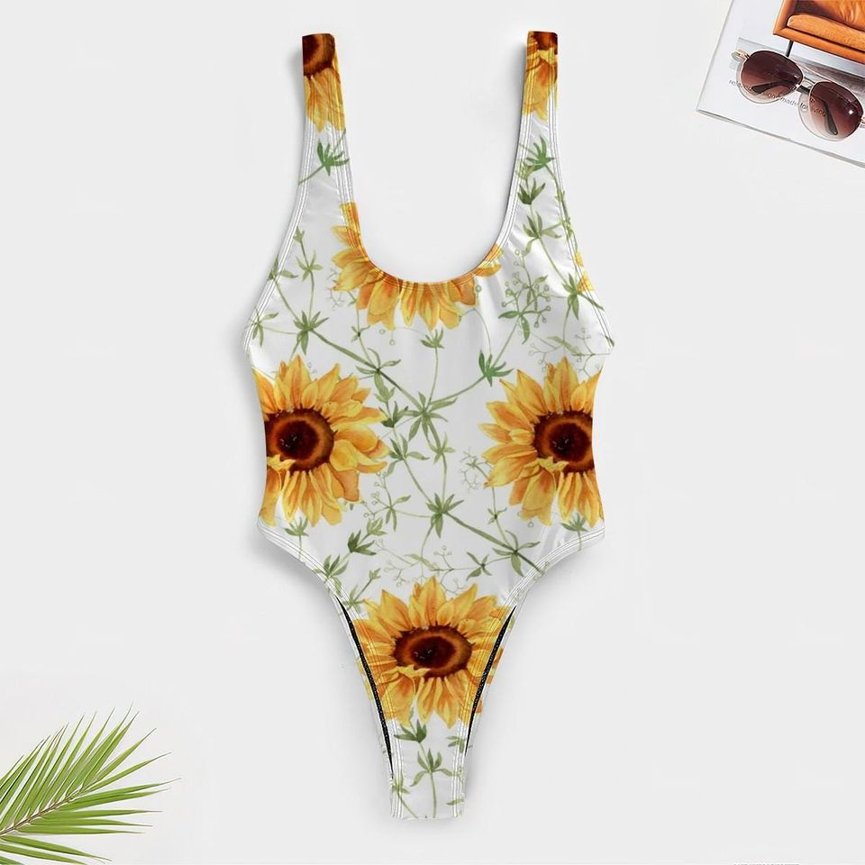 High-Cut One Piece Swimsuit Floral