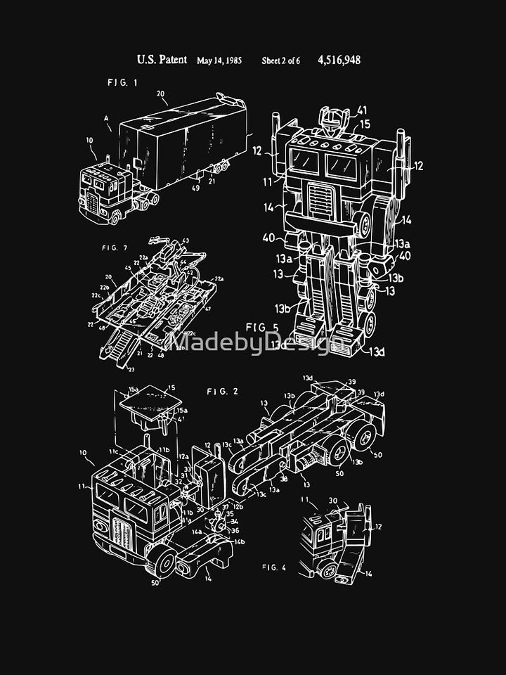Transformers Optimus Prime Patent Drawing Classic T-Shirt