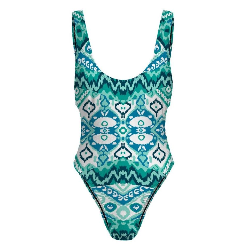 High-Cut One Piece Swimsuit Patterned