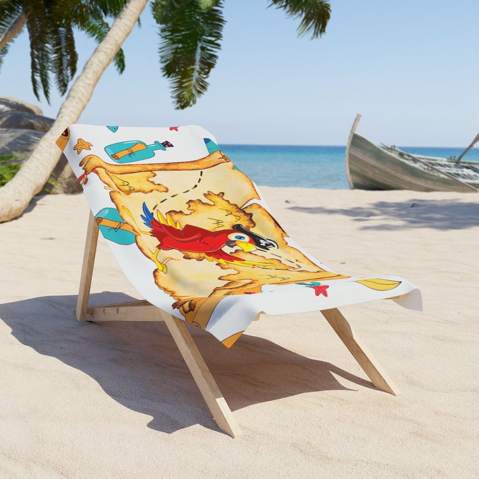 Pirate's Map with Parrot Beach Towel