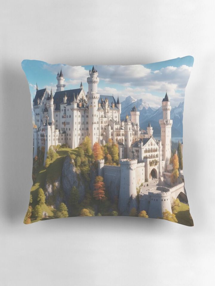 Schloss Neuschwanstein, the real Sleeping Beauty Castle Pillow