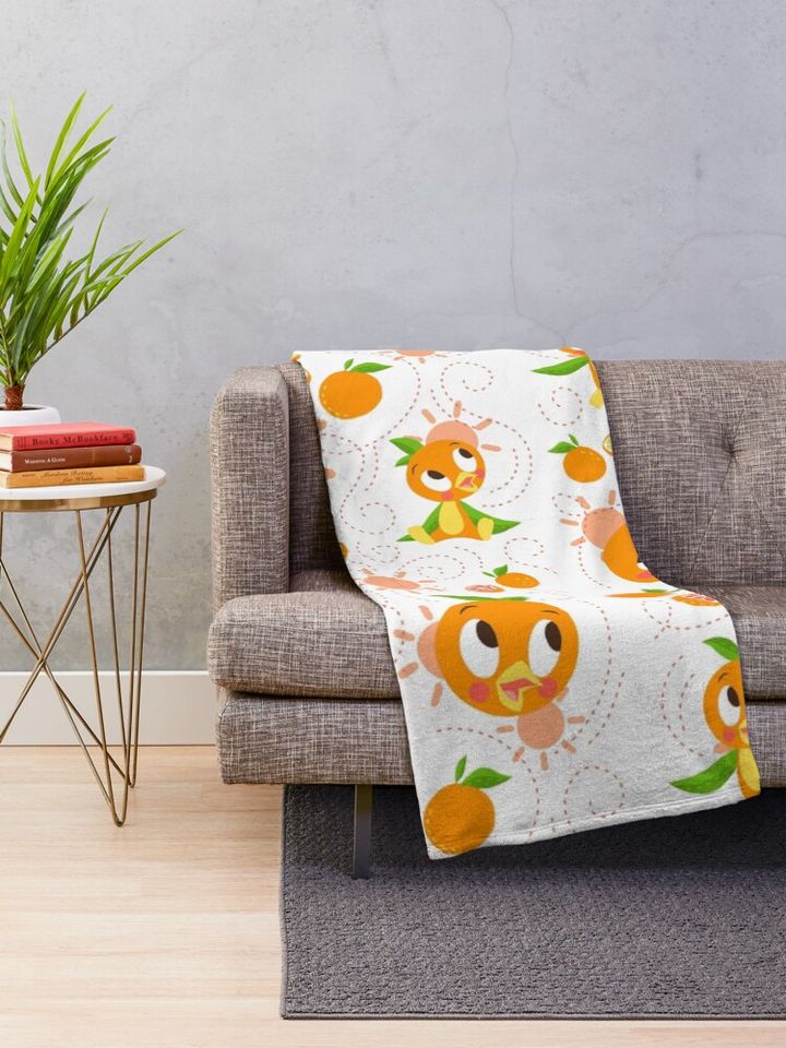 Hello Sunshine! - Orange Bird (white background) Throw Blanket