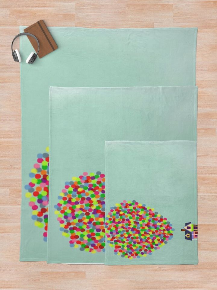 house with balloons Throw Blanket