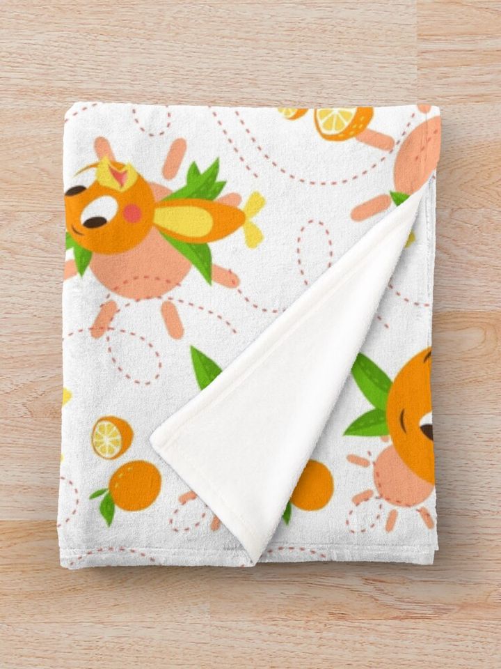 Hello Sunshine! - Orange Bird (white background) Throw Blanket