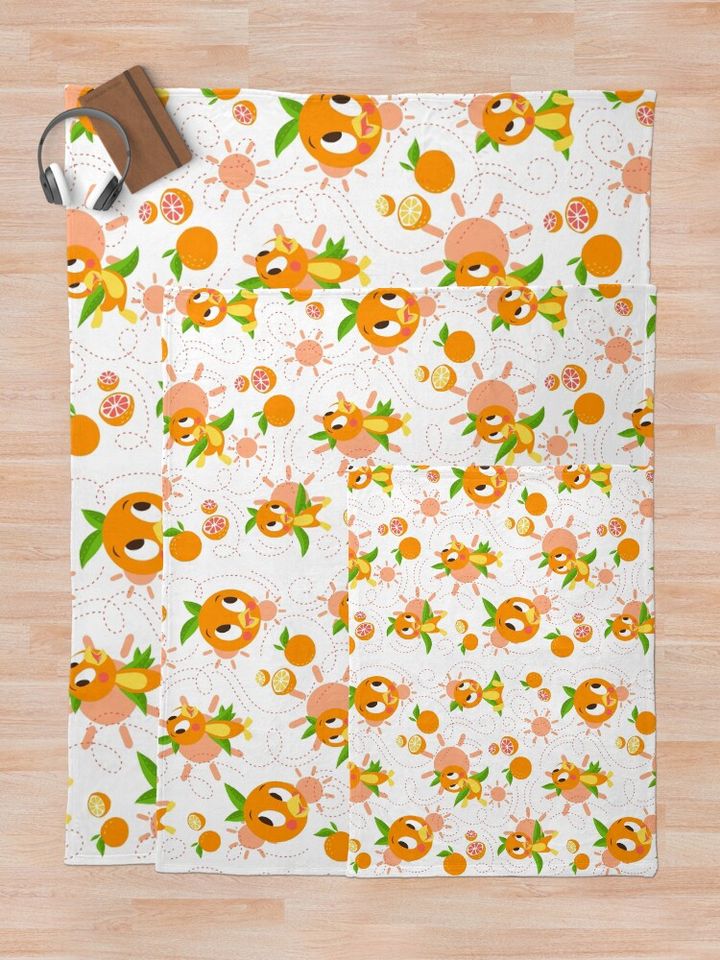 Hello Sunshine! - Orange Bird (white background) Throw Blanket