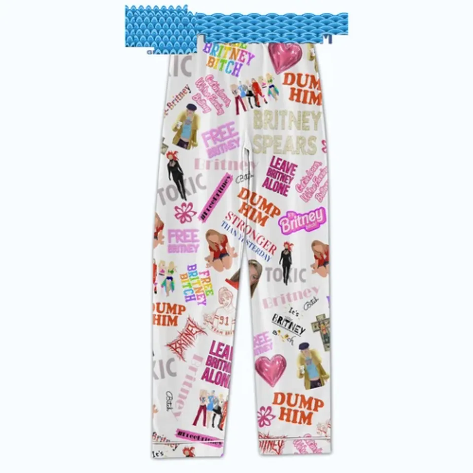 Britney Spears Free Britney Dump Him Satin Pajamas Set