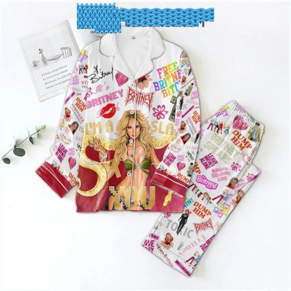 Britney Spears Free Britney Dump Him Satin Pajamas Set