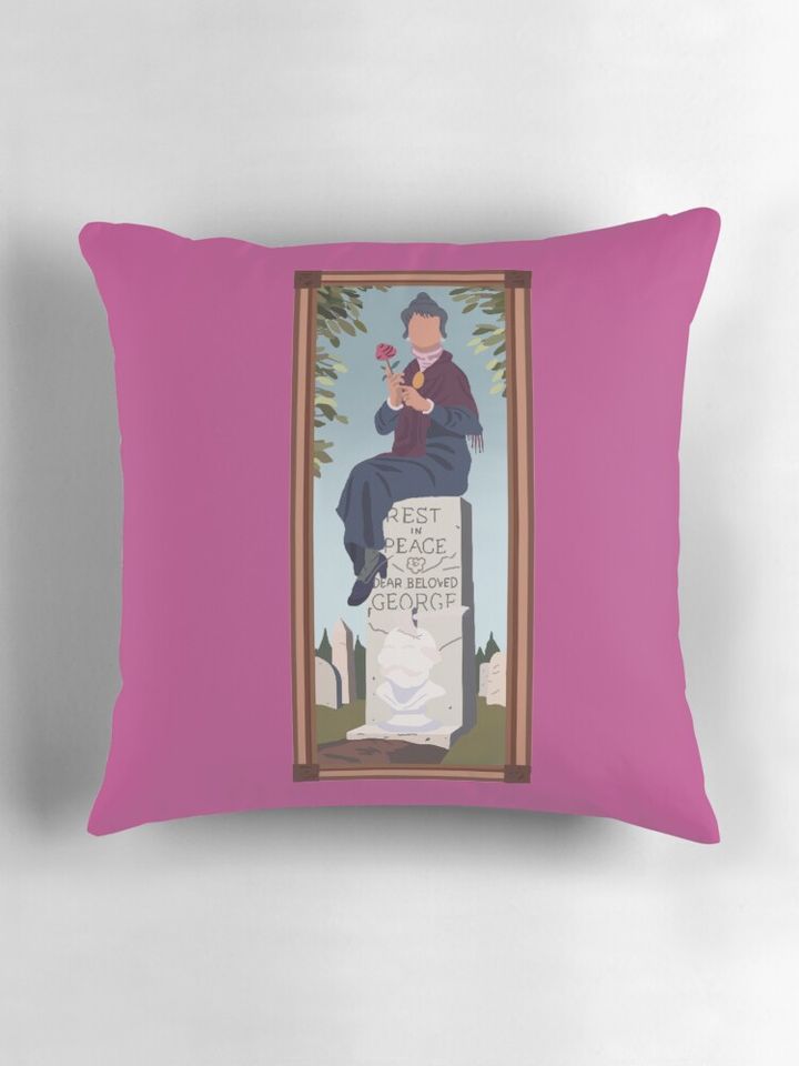 Minimalist Old Woman Haunted Mansion Portrait Pillow