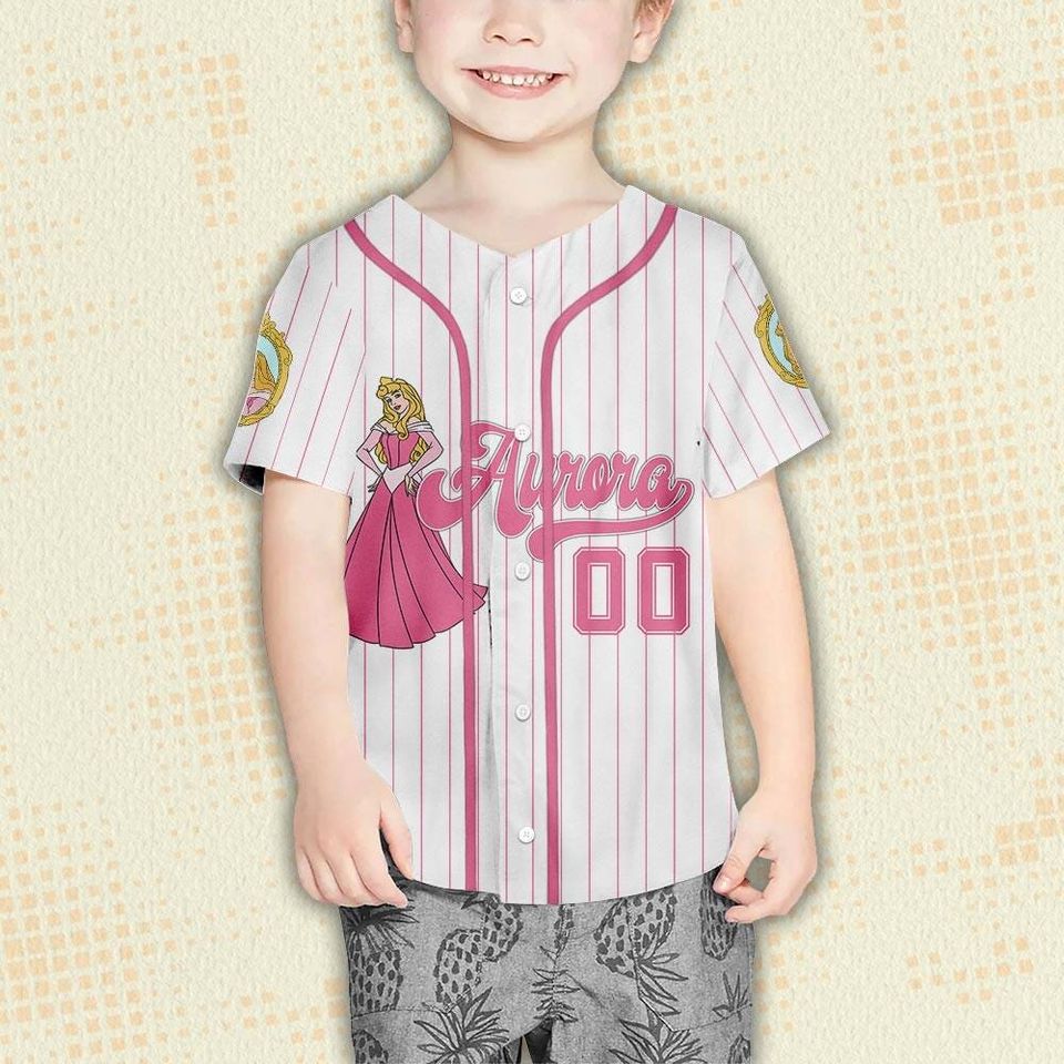 Custom Disney Princess Aurora Baseball Jersey, Personalized Disney Jersey, Gift For Kids Adult Unisex