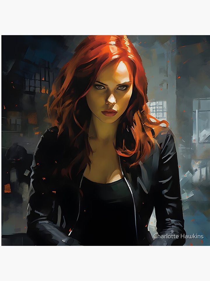Black Widow painting Pillow