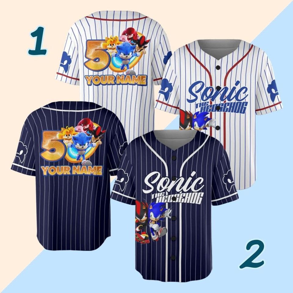 Custom Sonic Shadow The Hedgehog Baseball Jersey, Personalized Number & Name Sonic Jersey, Sonic party jersey, Birthday gift for Kids