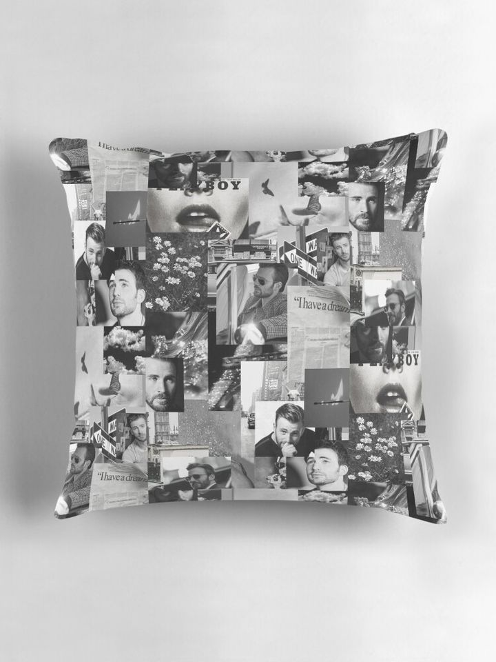 Chris Evans light grey edit Pillow