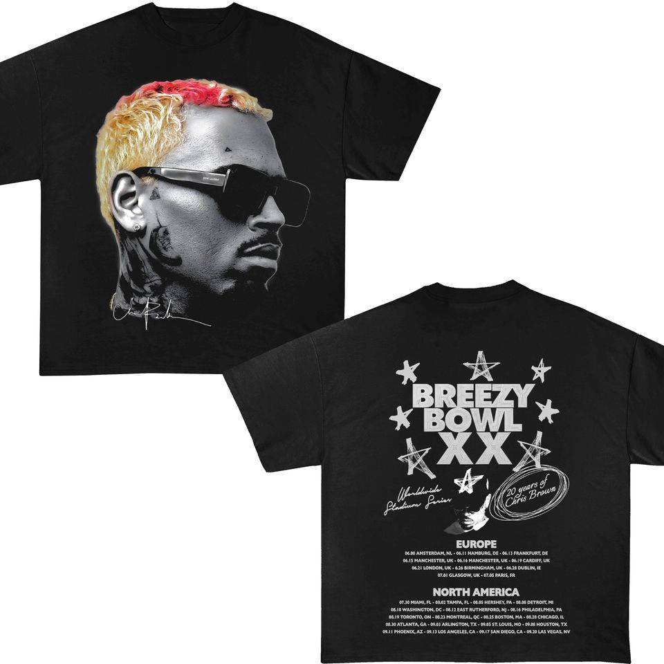 Chris Brown Tshirt 2025 Breezy Bowl Tour