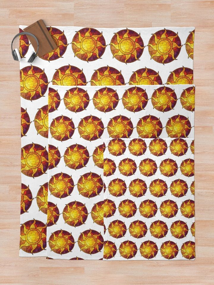 Stained Glass Tangled Sun Throw Blanket