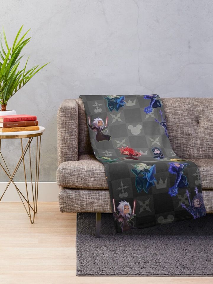 Kingdom Hearts- Organization xiii Chibi Pattern Throw Blanket