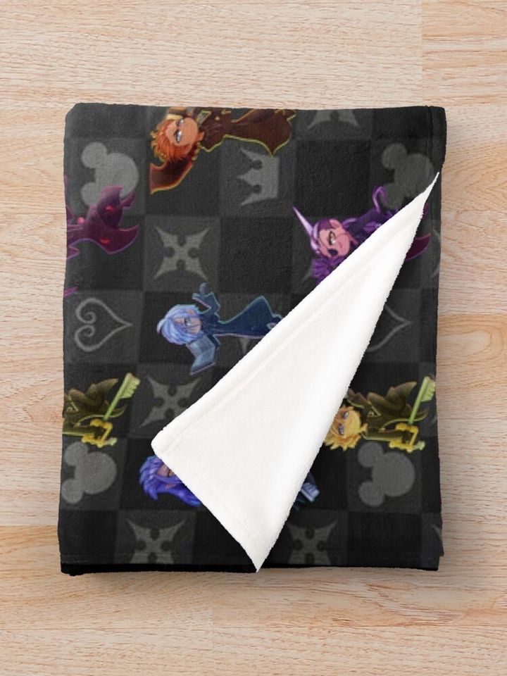 Kingdom Hearts- Organization xiii Chibi Pattern Throw Blanket