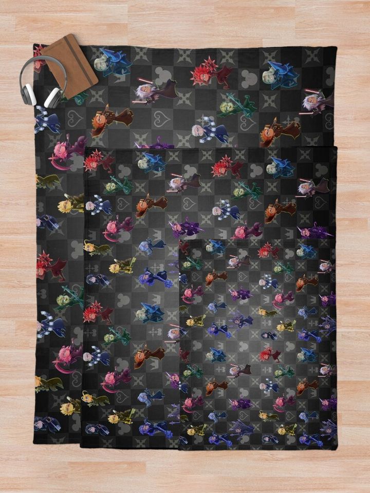 Kingdom Hearts- Organization xiii Chibi Pattern Throw Blanket