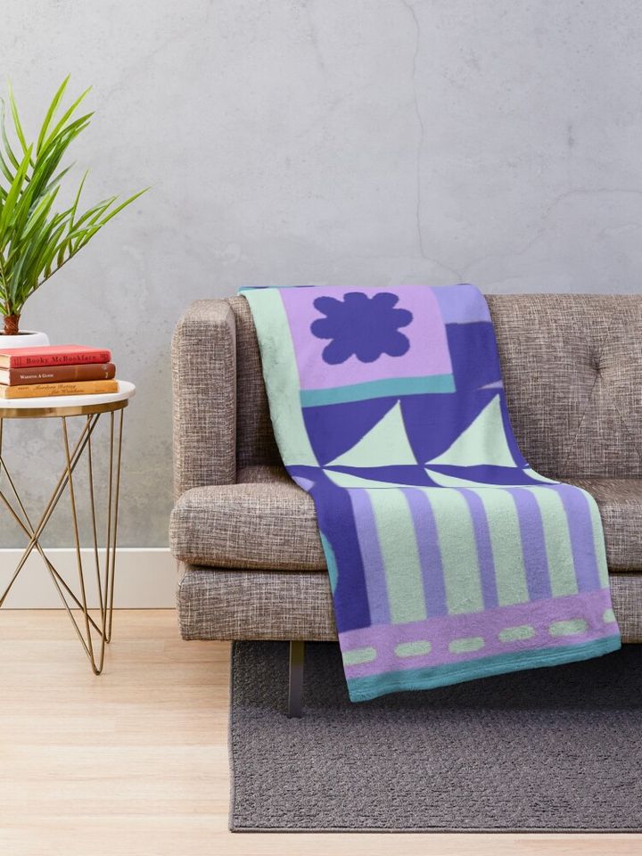 "it's a small world" Pattern (ice palette) Throw Blanket