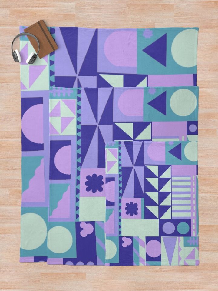 "it's a small world" Pattern (ice palette) Throw Blanket