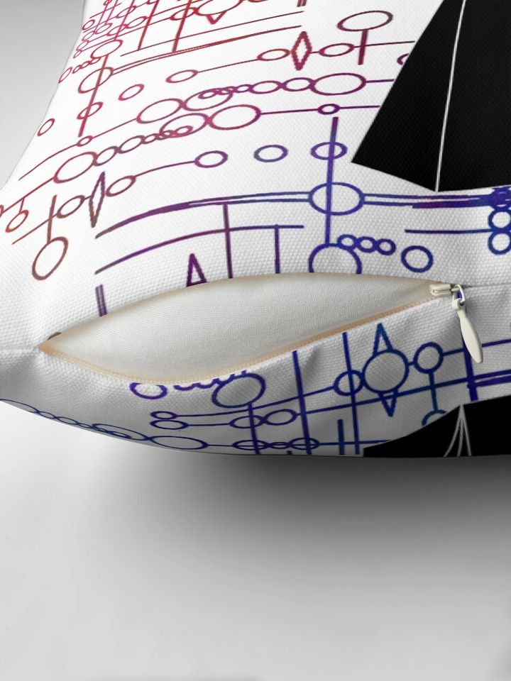 The Obelisk / The Diviner (Black and Multi-Coloured on White) Pillow
