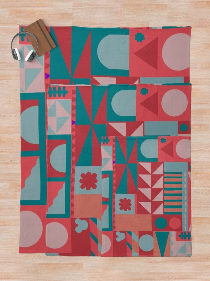 "it's a small world" Pattern (cherry palette) Throw Blanket