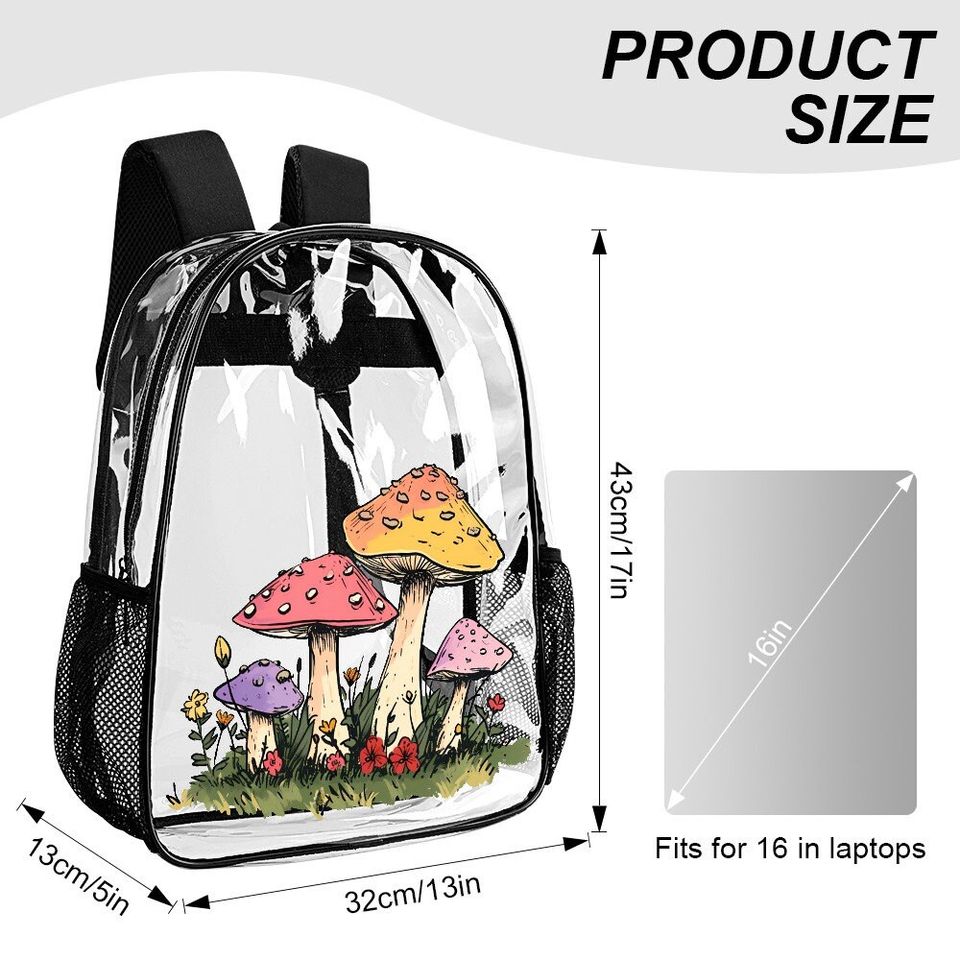 Spring Mushroom, Transparent Backpack, See Through Rucksack