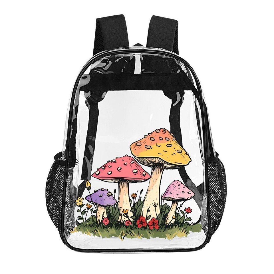 Spring Mushroom, Transparent Backpack, See Through Rucksack