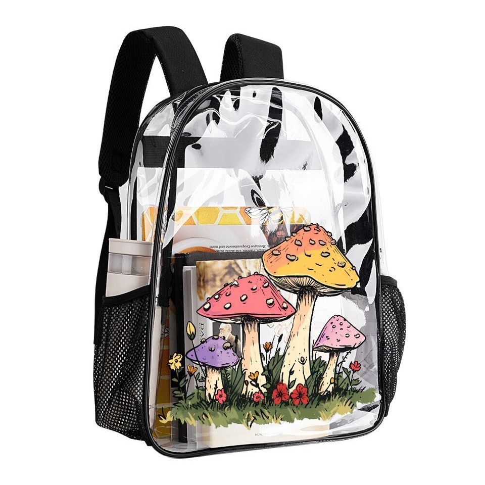 Spring Mushroom, Transparent Backpack, See Through Rucksack