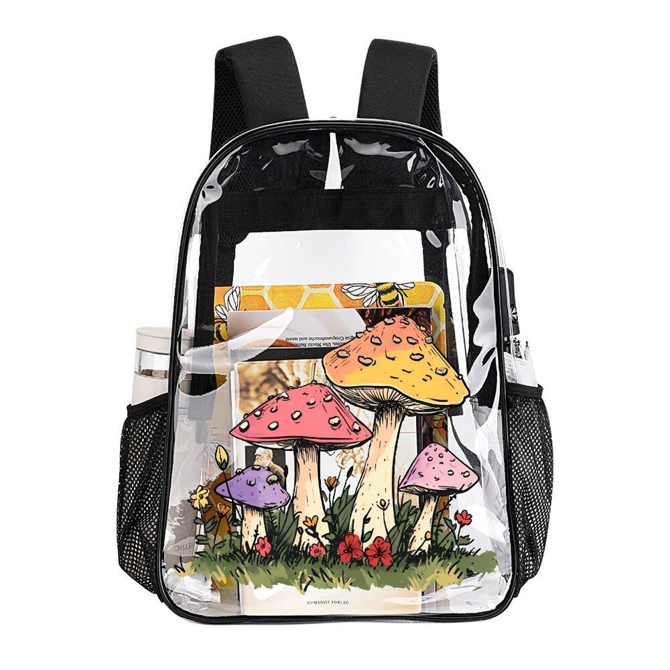 Spring Mushroom, Transparent Backpack, See Through Rucksack