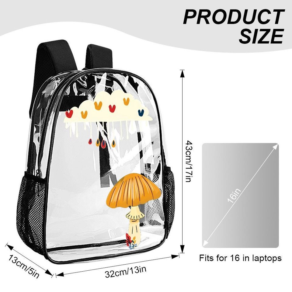 Spring Mushroom, Transparent Backpack