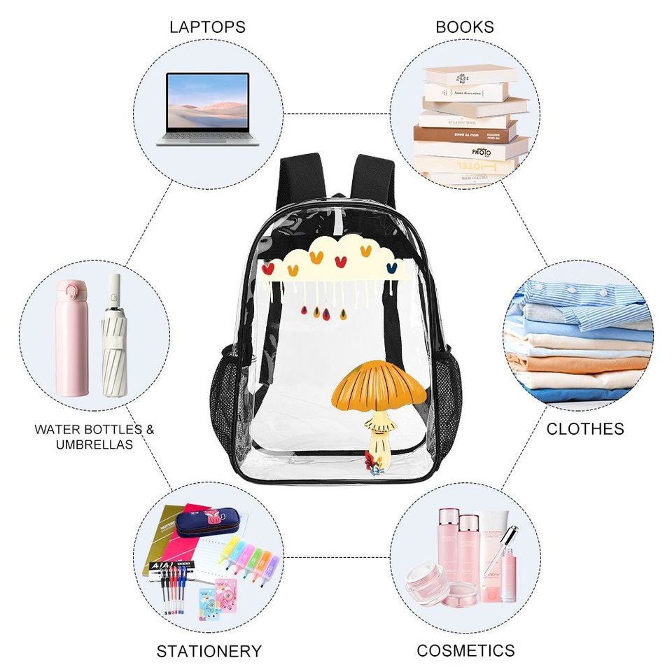Spring Mushroom, Transparent Backpack