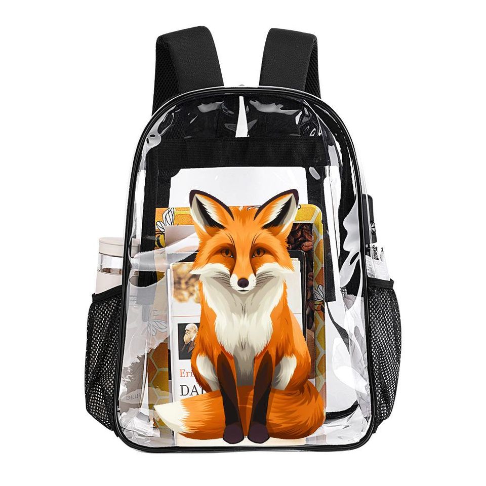 Gorgeous Fox Clear Backpack, Fox Transparent Bag, Red fox Transparent Backpack
