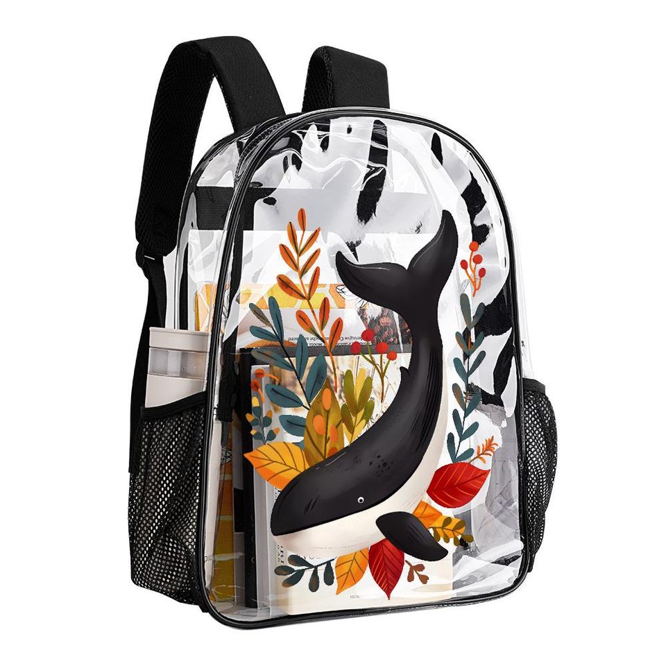 Floral Whale Clear Rucksack, Transparent Bag