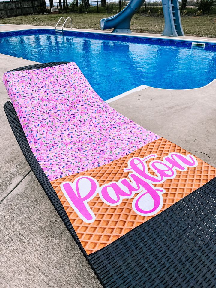 Personalized Ice Cream Cone Sprinkles Colorful Beach Towel