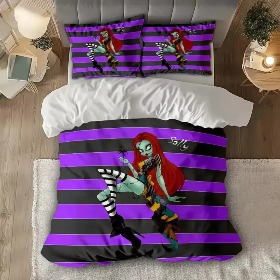 Nightmare Before Christmas Character Sally Black & Purple 3D Bedding Set